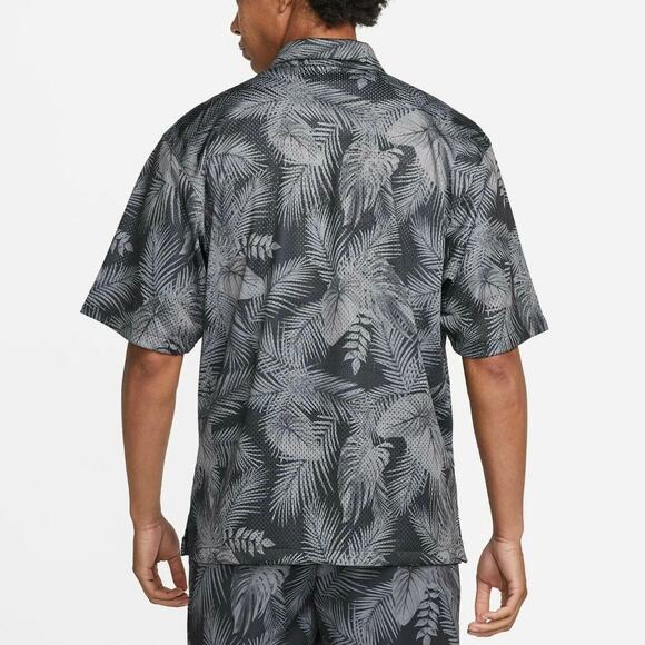 Nike Dri-FIT Camp Shirt S Black Gray Tropical Aloha Floral Golf Resort Button Up - Picture 9 of 11